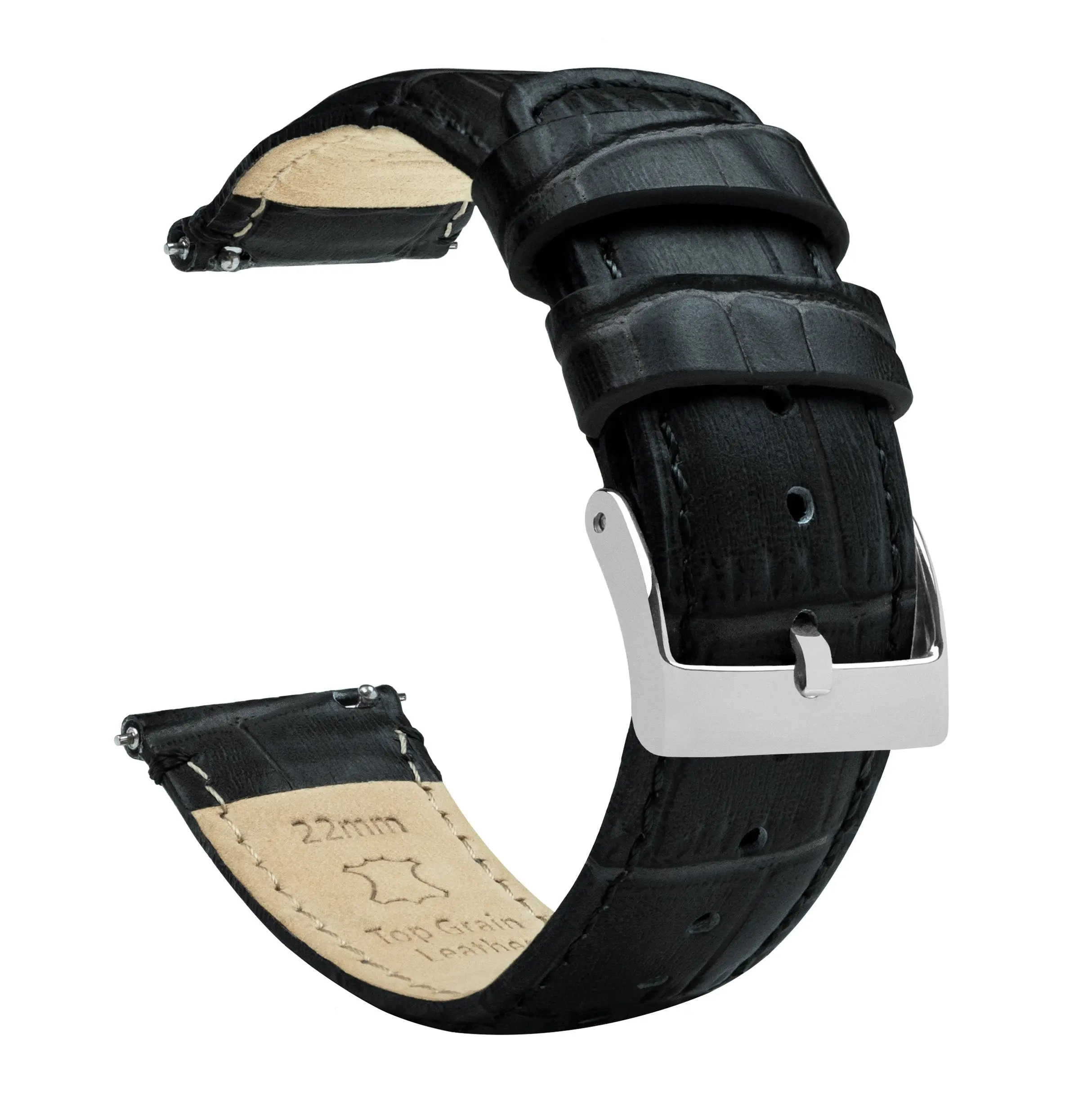 Black Alligator Grain Leather Watch Band - Timex Weekender / Expedition (20mm)