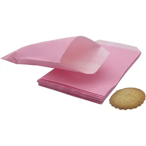 3.15 x 5.12-inch Pink Greaseproof Wax Glassine Paper Treat Bags Small Flat Bakery Pastry Bags for Cake Slices Cookies Candy Chocolate Snacks 100Pcs