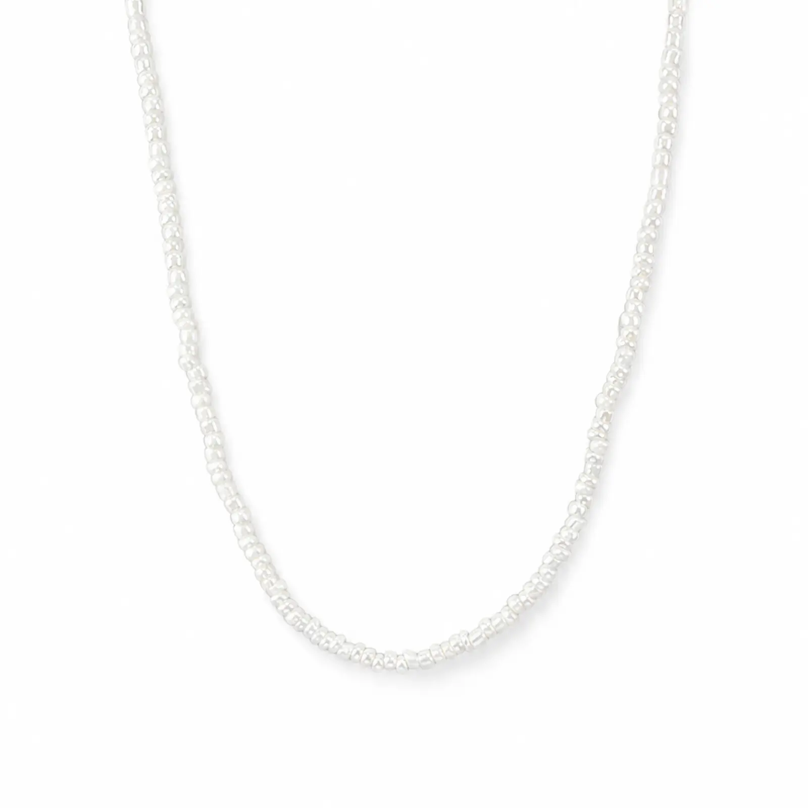 Minimalist White Seed Bead Necklace for Women Handmade Beaded Choker Necklace Simple Layering Necklace Everyday Beach Vacation Jewelry friday men woman