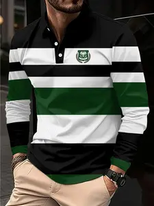 3D Printed Striped Long Sleeve Shirt Men- Black/White/Purple Casual Button- Shirt, Breathable Sports Style Top, Washable(Regular Fit), Suitable Office, Semi-Formal Occasions and Casual Outfits, Men's Clothing, PLUS SIZE