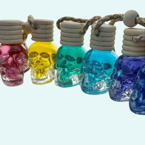 Skull Car Air Freshener Diffuser with 50 Colorful Fragrances To Choose From 10ml Hanging Crystal Skulls for Lasting Freshness Car Scent Diffuser Car Fragrance Set Scented Car Fragrance Vehicle Interior Accessories