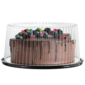 10-11" Plastic Disposable Cake Containers Carriers with Dome Lids and Cake Boards | 3 Round Cake Carriers for Transport | Clear Bundt Cake Boxes/Cover | 2-3 Layer Cake Holder Display Containers Bakeware Utensils party