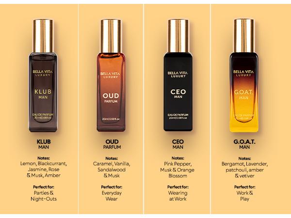 BellaVita Luxury's Booster Perfume Gift Set for Men | 5 Luxury Minis | Long Lasting | Oud, CEO Man, Klub Man, G.O.A.T., Honey Oud | EDP