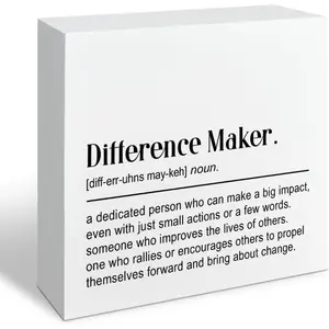 Inspirational Wooden Box Sign, Difference Maker Definition Wooden Decor Box Sign, Motivational Gifts for Coworkers Friends, Thank You for Leader Coach Boss Mentor Teacher - Appreciation Retirement 5x5 inch