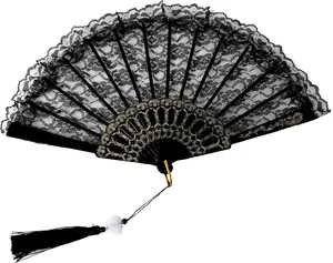 Foldable Fan Handheld Fabric  Fan Chinese  Style Hand Held Folding Fans for Party Wedding Dancing Decoration (Lace)