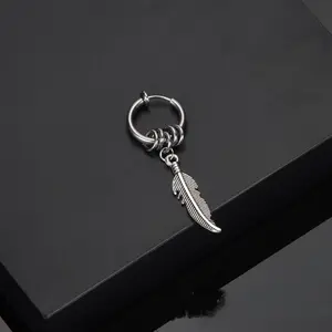 christmas surprise Titanium Steel Coil Earrings Feather Stud Ear Clips No Ear Holes for Men Women Unisex Stainless Steel Durable Tarnish Resistant shin  ma  body  jewelry