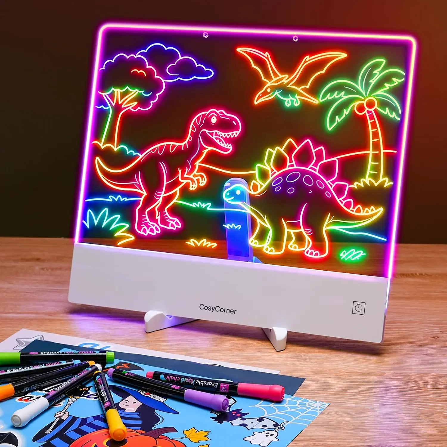 16.6" LED Glow Drawing Board for Kids - Rechargeable Light Up Tracing Tablet with Neon Effects & 7 Glow Markers, 20+ Hr Battery | Erasable Creative Doodle Pad, Toy Gift for Boys & Girls