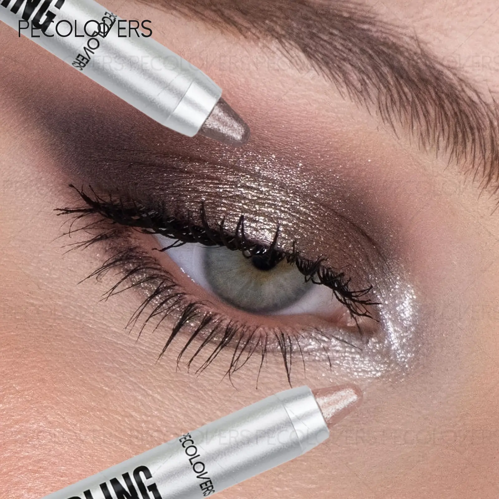 2 Pcs Colored Dual-ended Shimmer Eyeshadow Stick, Light purple Champagne Color Brighten Color Smoke Color, High Pigmented Rendering, Eye Shadow Pen, Cream Texture Easy To Apply, Daily Makeup, Tarte Smolder Eyes, Y2K Makeup Style