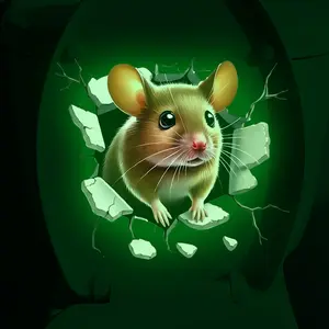 1pc Cute little mouse breaking through the wall green glow-in-the-dark sticker, fun animal, self-adhesive, removable, waterproof DIY sticker, suitable for home decoration, glass decoration, switch decoration, etc.