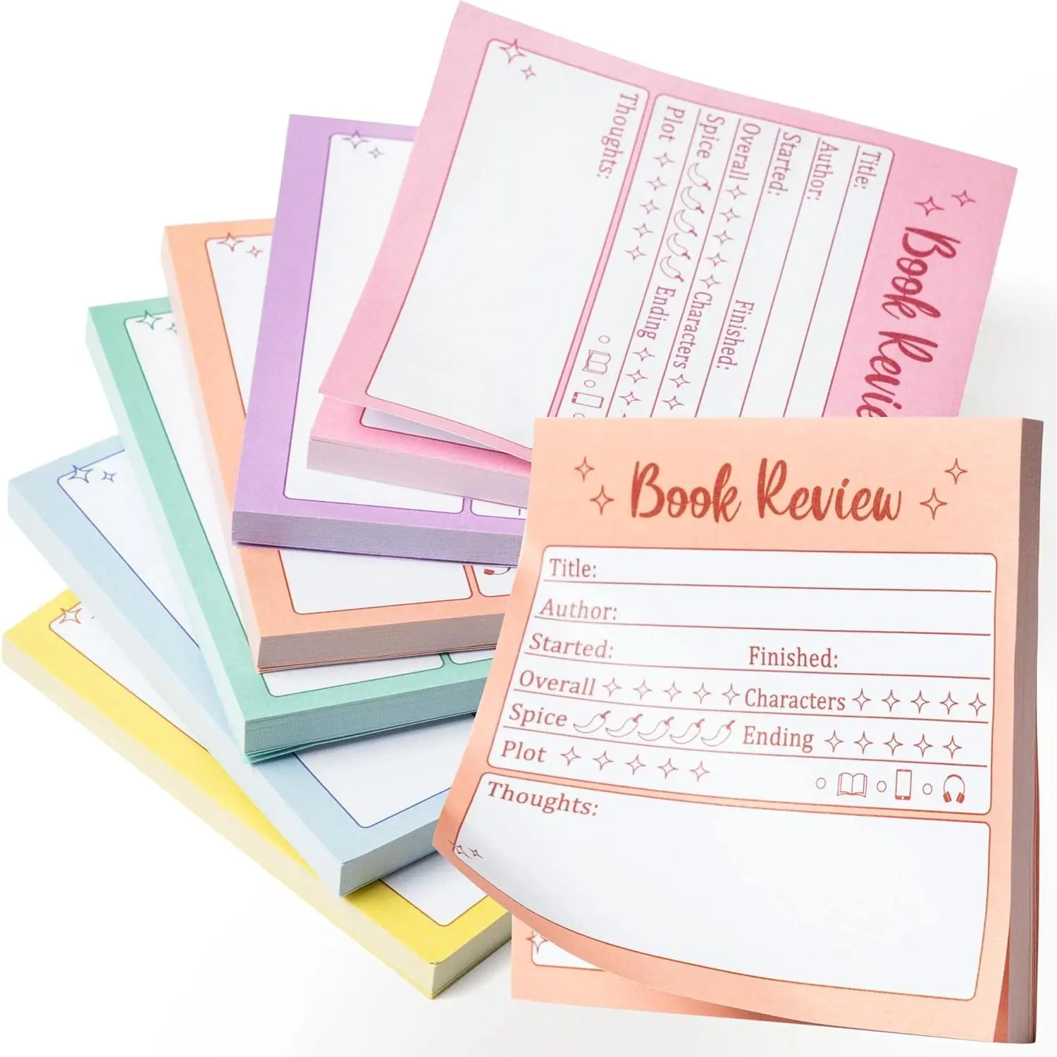 Adhesive Mini Sticky Notes - 6 Colorful and Bright Pads (6 Shades, 300 Total Sheets), Compact and Portable Office Stationery for Book Reviews, Capture Your Thoughts, 6 Pads