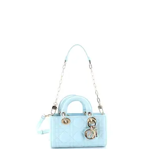 Pre-owned Dior Leather Top Handle Bags Christian Lady D Joy Bag Cannage Quilt Lambskin Micro by Rebag