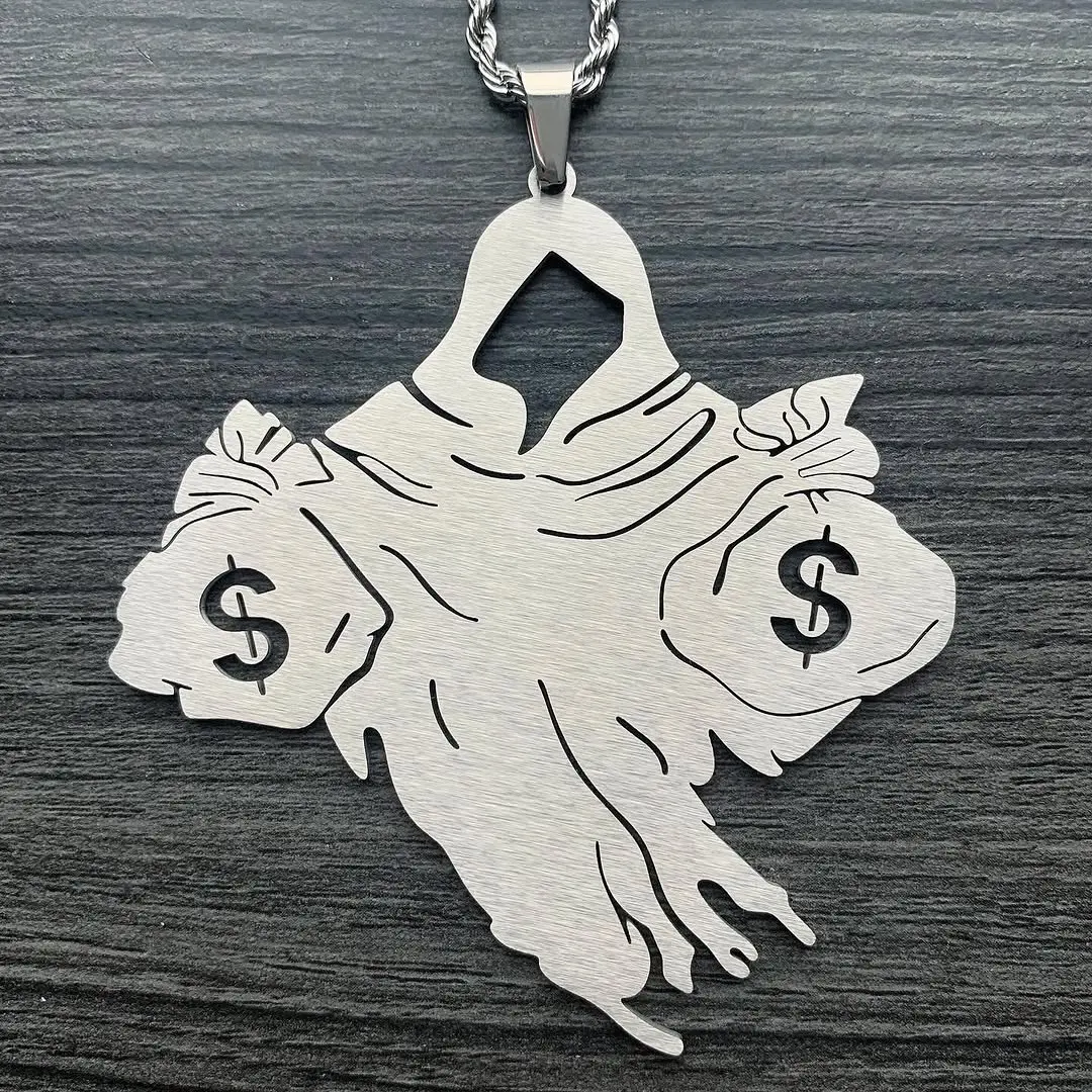 Mound Rich Necklace 2" Etched Stainless Steel Haunted Mound Sematary Pendant with Laser Cut Hauntaholics Design & Choice of Chain Free Gift Included