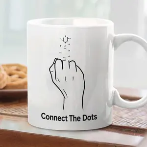 Connect The Dots Mug Funny Sarcastic Middle Finger Graphic Novelty Coffee Cup - 11oz Funny Coffee Mugs Ceramic Printed Drinkware Cup