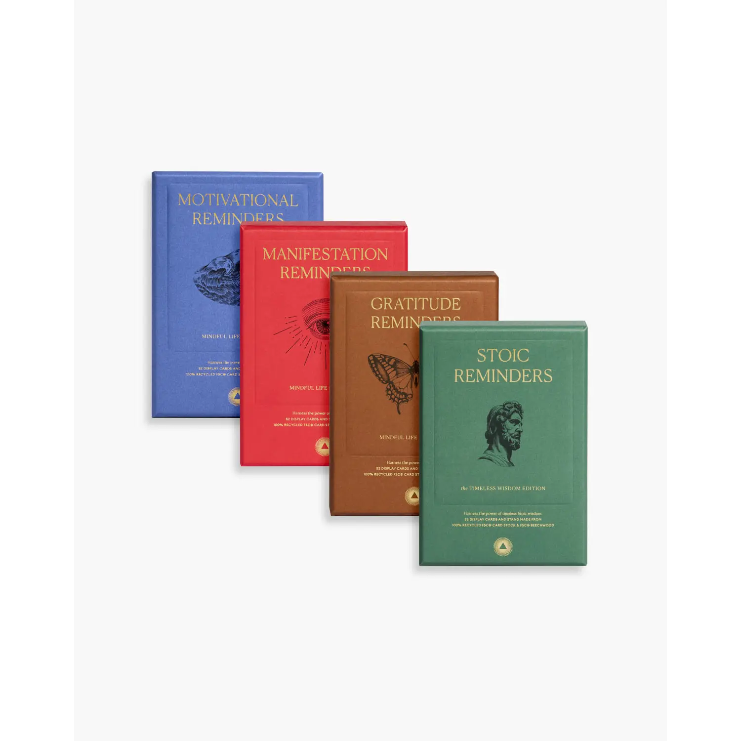 Reminders Collection 4 Decks Gift Bundle Set - Unisex Adult Humanities Books for Motivation, Manifestation, Gratitude, Stoic Themes & Daily Inspiration, Four Decks