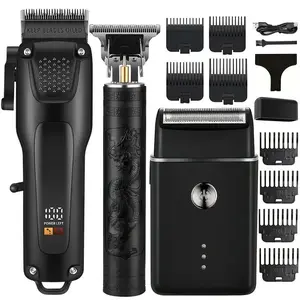 Piece Professional Men's Grooming Kit Wireless LED-Display Shaver USB Rechargeable Design Premium Black Finish Cordless Portable Electric Hair Clipper & Beard Trimmer Precision Trimming Ideal for Home, Car, and Travel The Perfect Gift