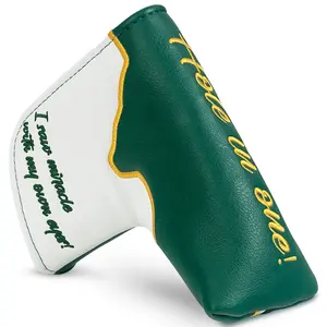 Craftsman Golf Hole-in-One Blade Putter Cover, USA Map Design, Green Leather Classic