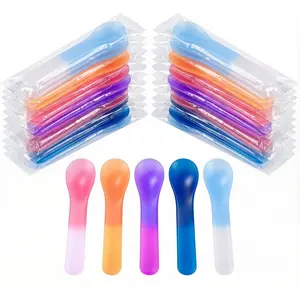 25 Pack Color Changing Ice Cream Spoons, 5.15 Inch Break-Resistant Plastic Spoons, Individually Wrapped Magic Temperature Sensitive BPA Free Utensils for Meal Prep & Home Dining, 5 Colors