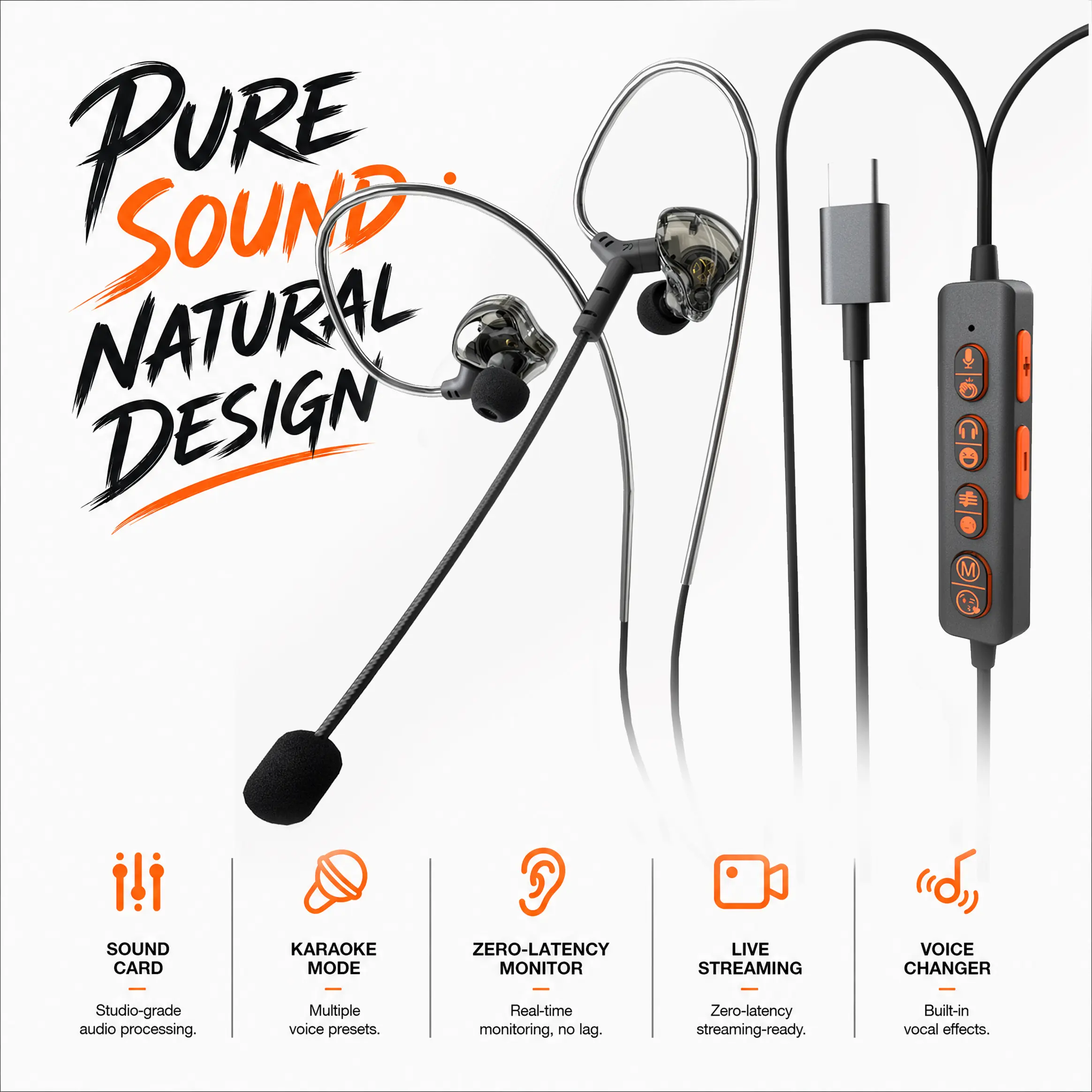 Mopchnic Wired In-Ear Headphones - 1 Pair Unisex Adults' Business & Daily Use, AI Noise-Canceling Microphone, USB Adapter Included, Compatible with Computers & Offices, In-Ear Design