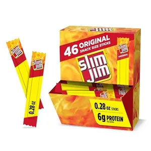 Slim Jim Smoked Meat Sticks, Original Flavor, 6g Protein Per Serving, Snack Size, Lunchbox Snack, 0.28 oz. (46 Count)