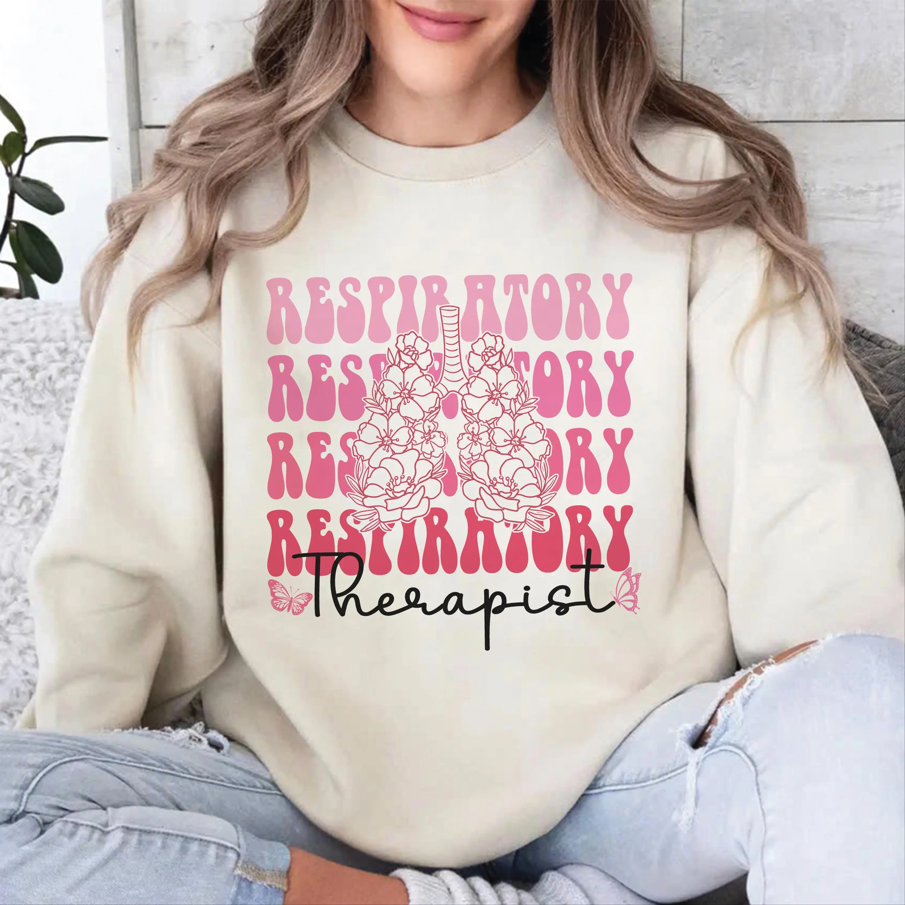 Respiratory Therapist Cotton Crewneck Respiratory Valentine Graphic T-shirt Respiratory Therapy Gift Respiratory Shirt Lung Disease Awareness Gift
