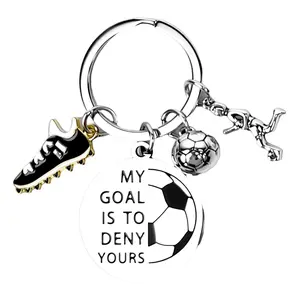 Stainless Steel Sports and Fishing Theme Keychain, Novelty Charm Key Ring with Lobster Clasp, Funny Inspirational Gift for Men, Backpack and Car Key Accessory
