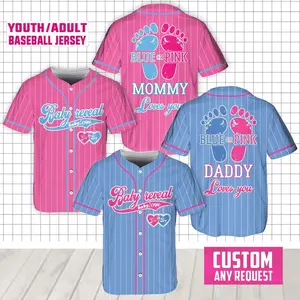 Personalized Baby Reveal Baseball Jersey, Blue or Pink Baseball Jersey, Gender Reveal Jersey, Team Boy Team Girl Jersey, Reveal Party Jersey