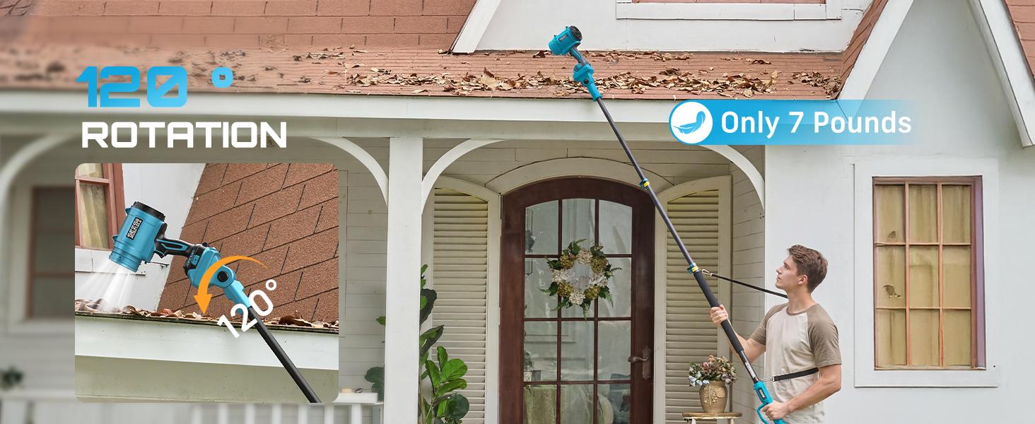 SEESII 8 Inch Cordless Pole Saw Kit, Telescopic Extension Pole Equipped with 8 Inch Chainsaw & Air Blower, Ideal for Garden Trimming, Gutter Cleaning, Vehicle Post-wash Drying, Home Renovation and Outdoor Yard Maintenance CHB80