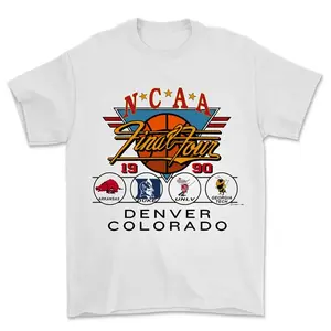 Vintage College Basketball Final Four 1990 T-Shirt Retro Basketball Graphic Tee Denver Championship Shirt Casual Streetwear Unisex Cotton Shirt