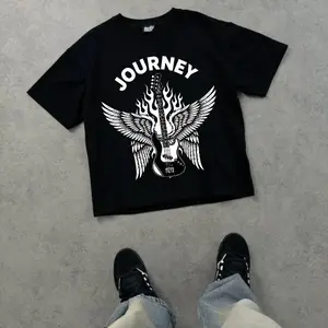 Journey Winged Guitar Graphic Tee, Vintage Rock Band Style Shirt, Classic Music Fan Apparel, Retro Concert Top Fashion Cotton, Full Colors, Full Sizes, For Men, For Women