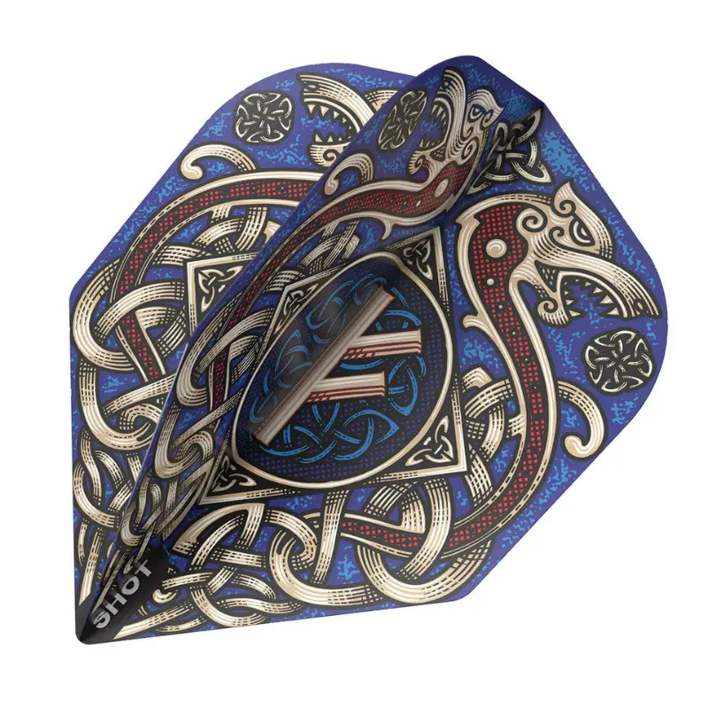Shot Darts Viking Rannsaka Dart Flights Set - Viking-Themed, Small Standard Size, 100 Micron, Hand-Drawn Fehu Rune Symbol, Lift-Enhanced Design for Maximum Lift & Stability, Viking Theme