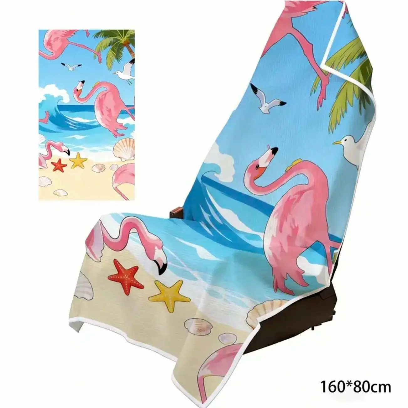 Auto Seat Protectors - Towel Seat Covers for Cars, Sweat-Proof Microfiber, Breathable Quick-Dry, Machine Washable, Tropical Flamingo Print, Universal Fit Car Accessories for Gym Use