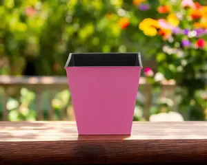 HomeRoots 488255 5 in. Hot Pink Recycled Plastic Indoor & Outdoor Square Pot Planter