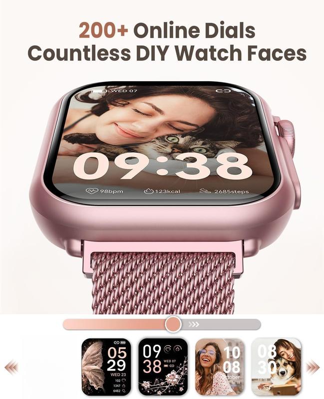 G62 Smart Watch for Women 1.83" HD Screen Bluetooth Calls Messages Notifications Sleep Heart Rate SpO2 BP Monitor 110 Sports Modes Fitness Tracker 1000mAh Battery Android iPhone Compatible nothing  watch  pro Wristwatch Automatic，Fashion Smartwatch