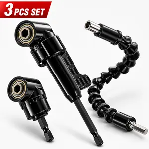 Right Angle Drill Adapter Set for Tight Spaces, 3PCS Drill Attachment with Flexible Extension for Auto Repair & DIY