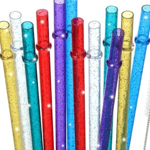 Reusable plastic color straw pack. Includes 3 pieces of 9" color straws Colorful Drinkware