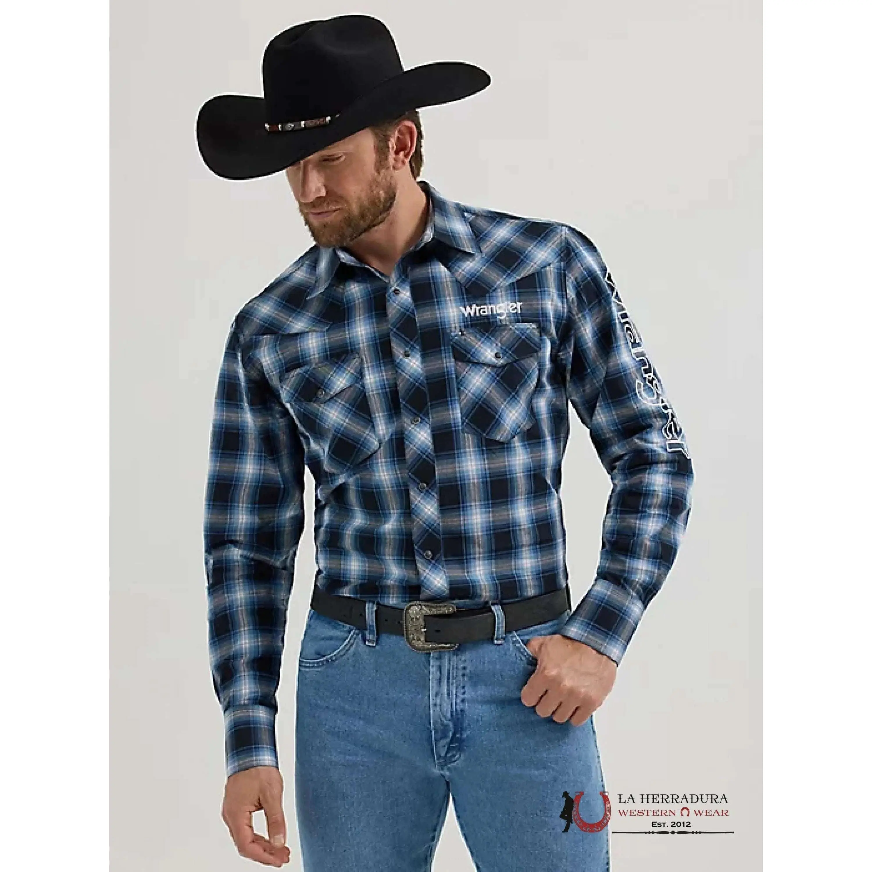 MEN'S WRANGLER LOGO LONG SLEEVE BUTTON-DOWN PLAID SHIRT - 112355384