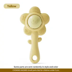 Baby Silicone Teething Stick Rattle, Sensory Teether, Washable Disinfected, Grasp Training, Educational Soothing Toy Gift, Baby Safety Design