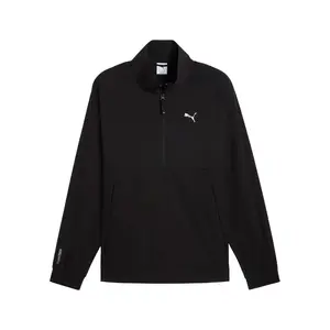 PUMA Mens Pumatech Material Mix Relaxed Quarter Zip  Casual - Black