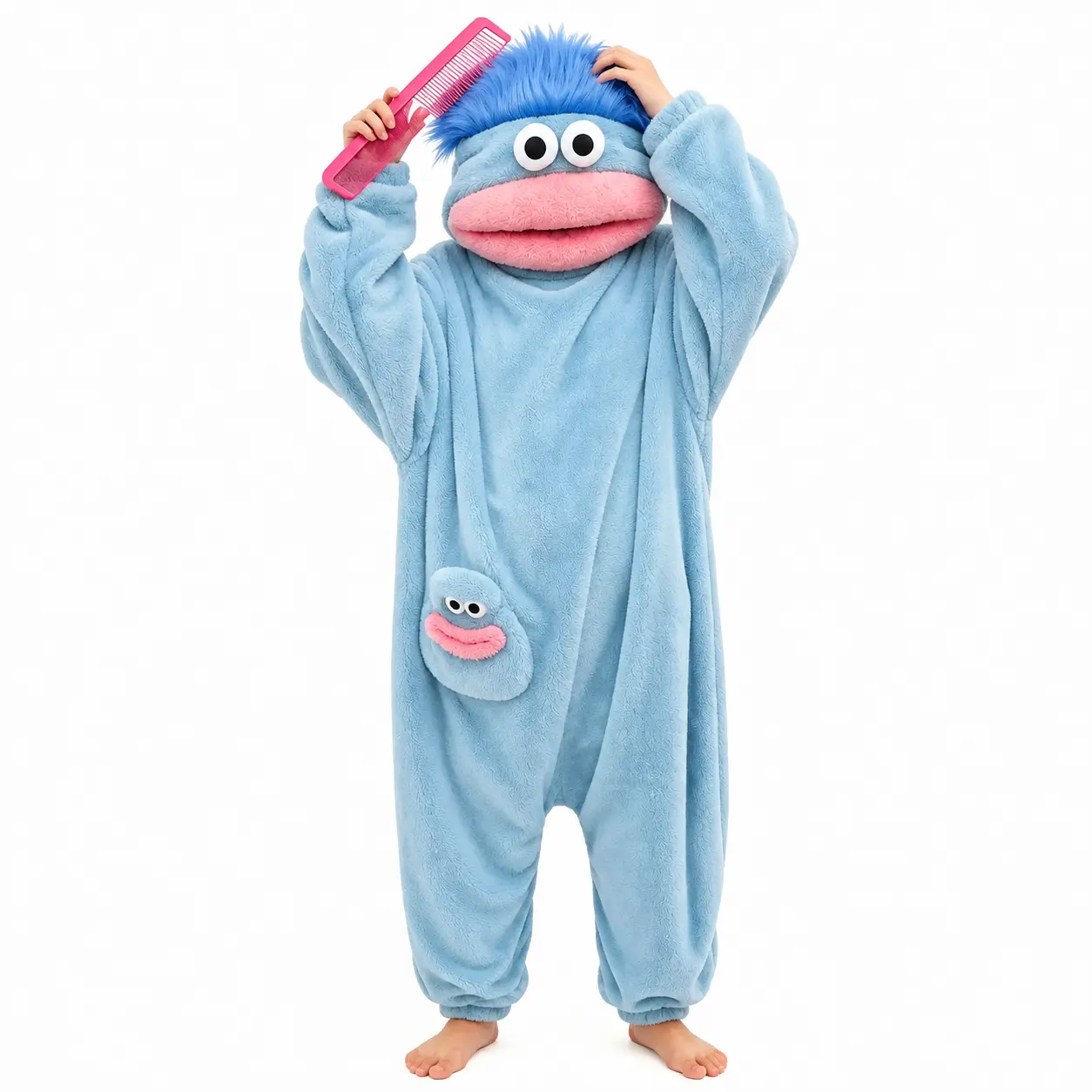 Cute Onesie Set, Soft Flannel Pajama Nightwear Pjs with Hat, Funny Big Mouth Monster Design, For Home & Party Fun, Homewear, Loungewear, Sleepwear Homewear Clothes, Party Gift Loungewear