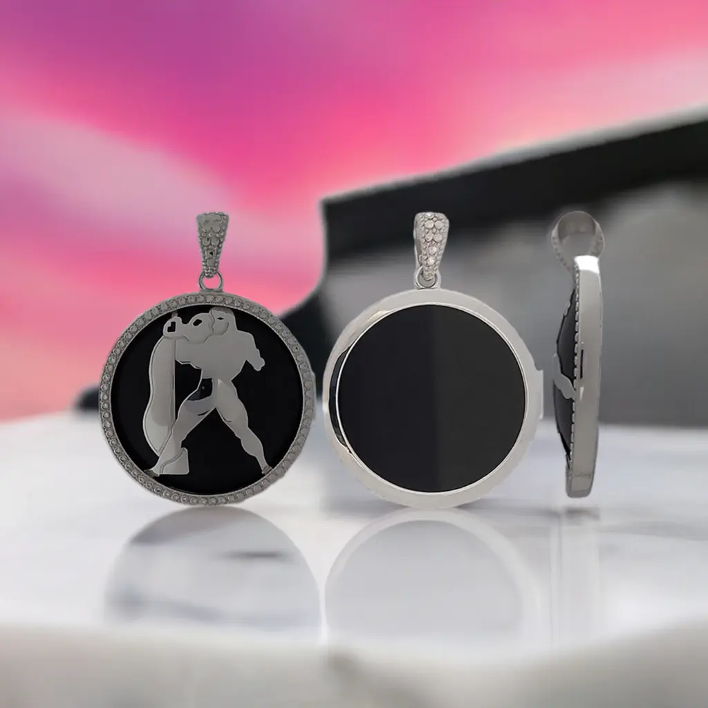 STERLING SILVER & ONYX AQUARIUS PENDANT $20 WITH CODE $59OFF
