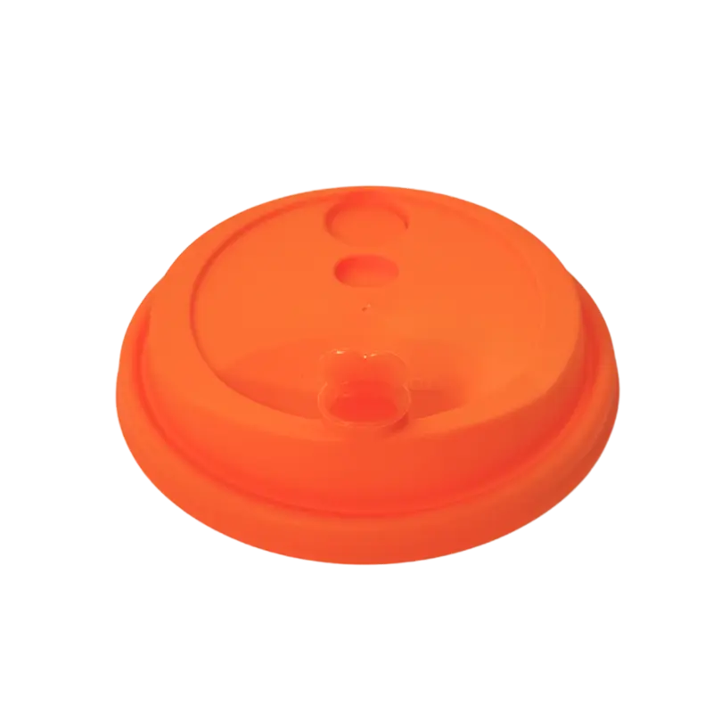 Tangerine Heart Stopper Lid for 16-32oz Premium PP Injection Plastic Cups (90mm Diameter)