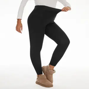 Plus Size Thermal Fleece Lined Leggings With Pockets For Women High Waisted Soft Yoga Pants for Winter Workouts & Daily Wear