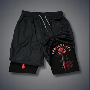 [Vtg90s] Double-Layer Sports Shorts Graphic Shorts Black Shorts Camo Shorts Streetwear Shorts Men Outfits Men Short Shorts Vacation Outfits Shorts