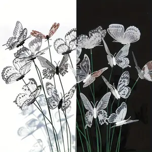 12 Pcs Vintage Style Garden Stakes - Lifelike Butterfly Decor, No Electricity Required, for Weddings & Outdoor Home Decor