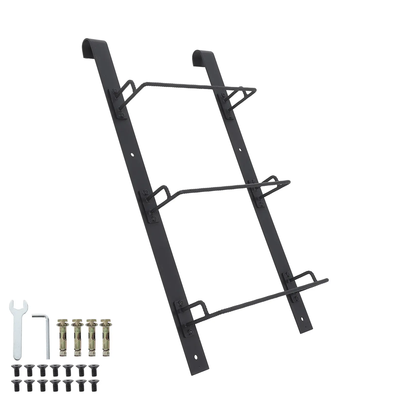 Window Well Egress Ladder, Carbon Steel Hooked Escape Ladder for Basement Window, Reusable Hanging Emergency Ladder for Balcony Railing, Black