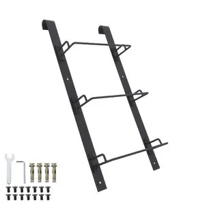 Window Well Egress Ladder, Carbon Steel Hooked Escape Ladder for Basement Window, Reusable Hanging Emergency Ladder for Balcony Railing, Black