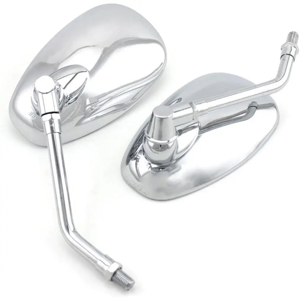 Universal 10 mm Chrome Motorcycle Rearview Mirrors - Fit for Dirt Bike, Adventure Touring, ATV&UTV, Image Stabilization