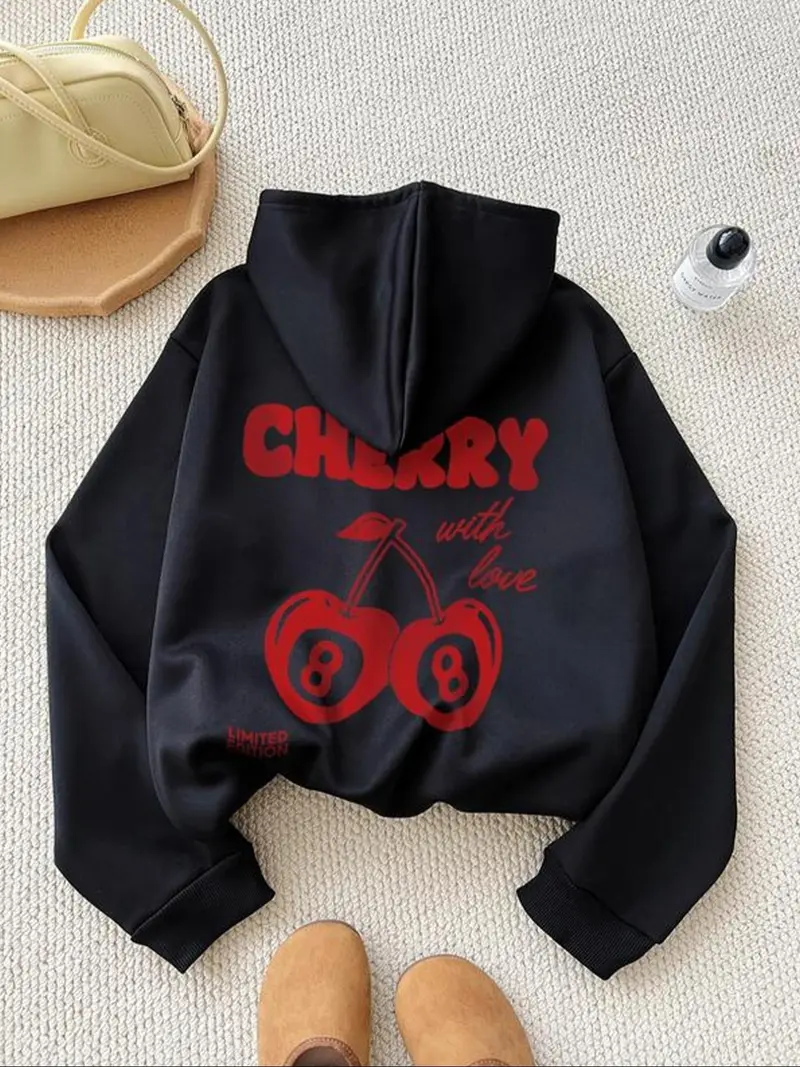 KAIIA BORG SLOGAN OVERSIZED HOODIE DARK CHERRY - TikTok Shop