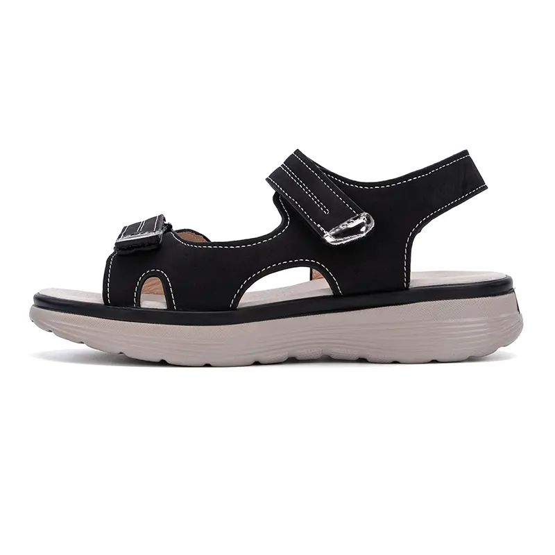 Ubetif Women's Wide Fit Adjustable Double Strap Velcro Fasten Flat Sandals - Lightweight, Non-Slip, Waterproof Casual Wear Sandals for Women, Walking Shoes for Everyday Use, Lightweight Waterproof Sandals