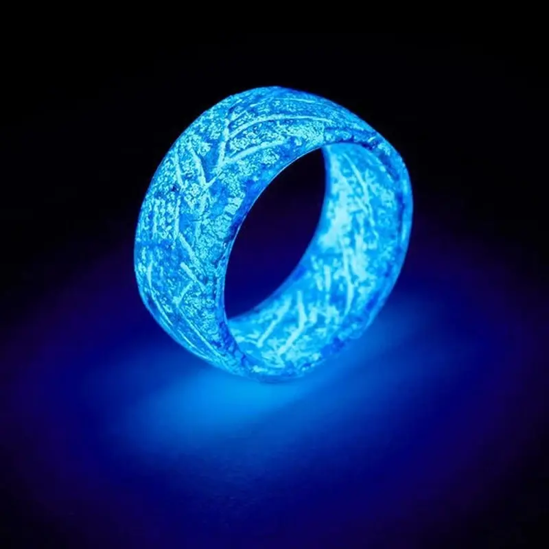 Unisex Luminous Glow-in-the-Dark Stainless Steel Plastic Circle Ring - Fashionable Jewelry Accessories, Band-Shaped Rings, Easy to Pair Costume Jewelry, Halloween/Christmas Decoration, Meaningful Gift for Valentine's Day, Anniversary, Birthday